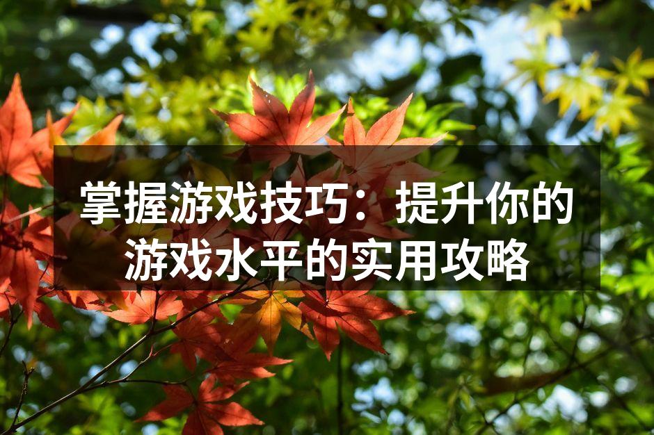 掌握游戏技巧：提升你的游戏水平的实用攻略
