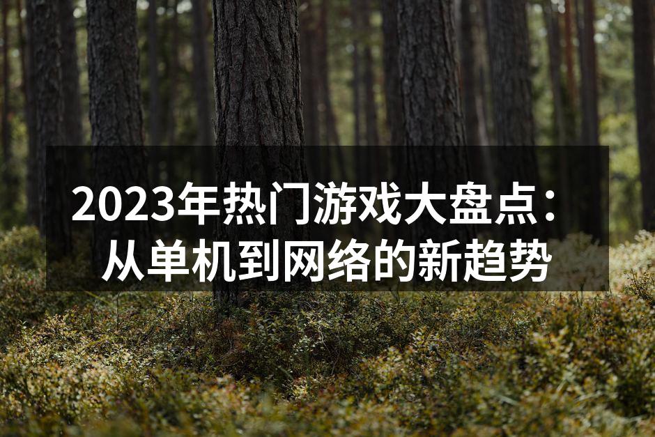 2023年热门游戏大盘点：从单机到网络的新趋势