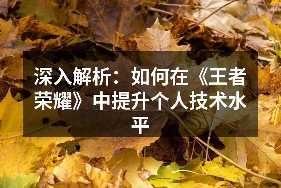 深入解析：如何在《王者荣耀》中提升个人技